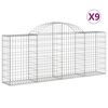 vidaXL Габионни кошници арка 9 бр 200x30x80/100 см поцинковано желязо