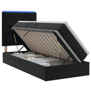 vidaXL LED легло за съхранение с матрак Черно 100 x 200 cm Кадифе