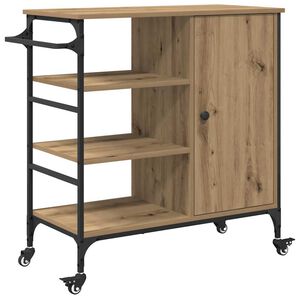 vidaXL Кухненска количка Дъб 87.5 x 39 x 84.5 см Инженерна дървесина