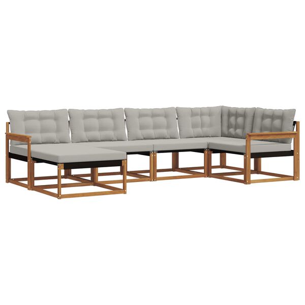 vidaXL Комплект дивани за открито 6 pcs Естествено и светло сиво