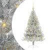 vidaXL Изкуствена коледна елха с подсветка Сребрист 120 cm PET