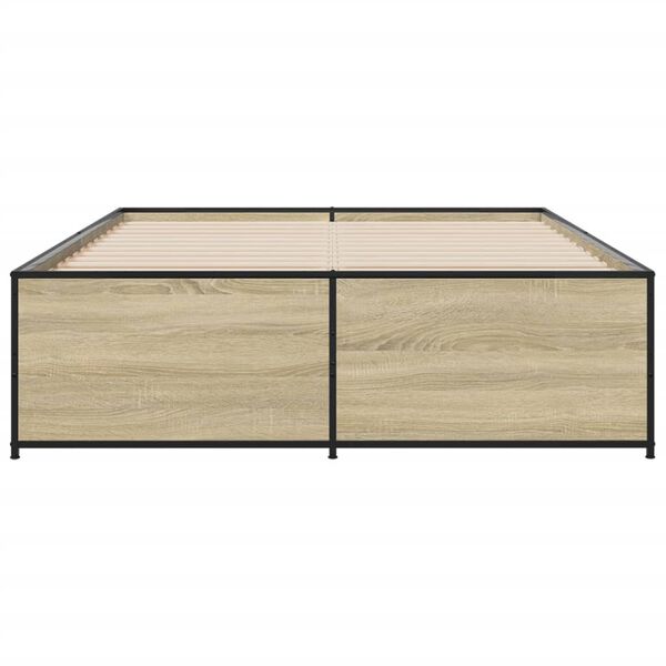 vidaXL Рамка за легло, дъб сонома, 140x190 см, инженерно дърво и метал