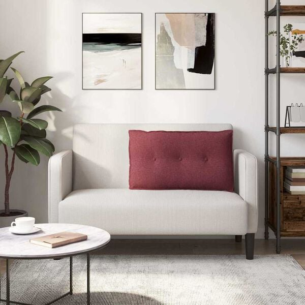 vidaXL Възглавница за гръб Виненочервен 80 x 19 x 50 см текстил