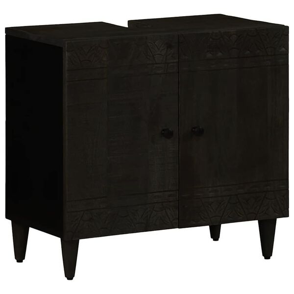 vidaXL Комплект мебели за баня, 2 части, масивна мангова дървесина