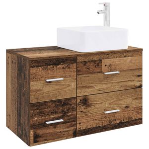 vidaXL Комплект мебели за баня 2 pcs Старо дърво Инженерна дървесина