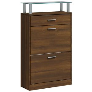 vidaXL Шкаф за обувки, кафяв дъб, 63x24x104 см, инженерно дърво