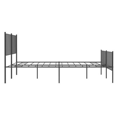 vidaXL Метална рамка за легло с горна и долна табла, черна, 135x190 см