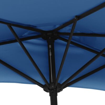vidaXL Балконски чадър с алуминиев прът син 300x155x223 см половин