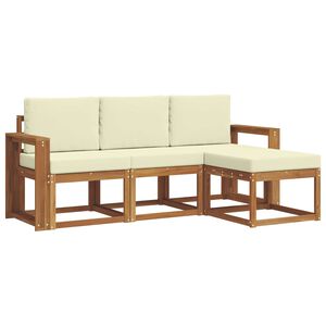 vidaXL Комплект дивани за открито 4 pcs Натурален и Крема