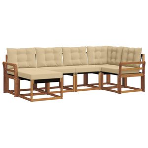 vidaXL Комплект дивани за открито 6 pcs Натурален и Бежов