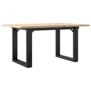 vidaXL Кафе маса О-образна рамка 80x50x40 см бор масив и стомана