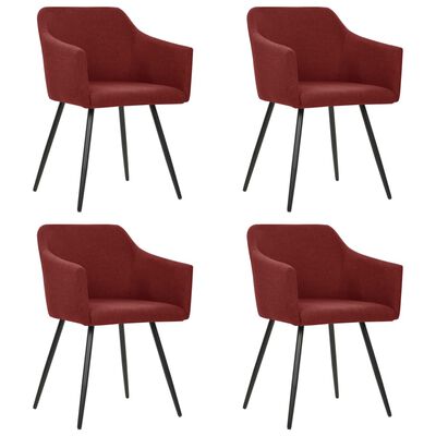 vidaXL Трапезни столове, 4 бр, виненочервени, текстил