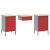 vidaXL Работен кабинет 10 pcs Червено Инженерна дървесина и стомана