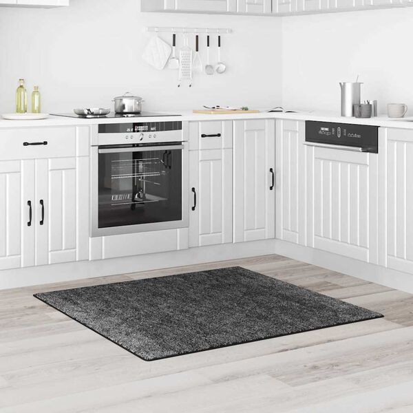 vidaXL Антихлъзгащ shaggy килим Тъмен сив 120 x 120 cm ПП