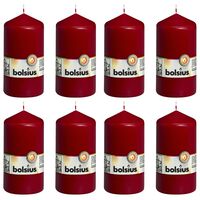 Bolsius Цилиндрични свещи, 8 бр, 130x68 мм, виненочервени