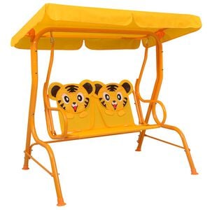 vidaXL Детска градинска люлка, жълта, 115x75x110 см, текстил