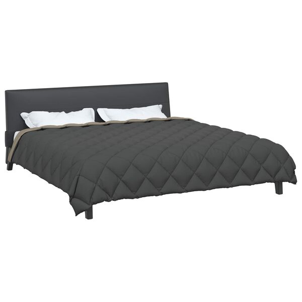 vidaXL Зимен юрган Светло сиво и антрацит 220 x 200 см Микрофибър