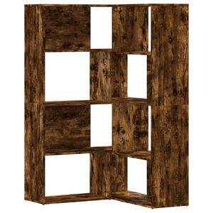 vidaXL Ъглова етажерка 4 нива опушен дъб 85x85x140 см инженерно дърво