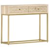 vidaXL Конзолна маса, златиста, 90x30x75 см, мангово дърво масив