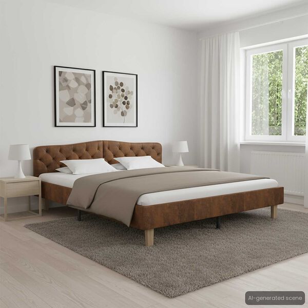 vidaXL Рамка за легло, кафява, изкуствен велур, 180x200 см