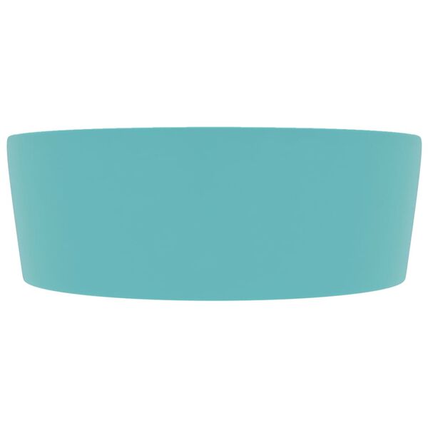 vidaXL Луксозна мивка с преливник светлозелен мат 36x13см керамика