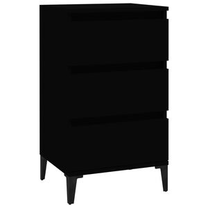 vidaXL Нощно шкафче, черно, 40x35x70 см, инженерно дърво