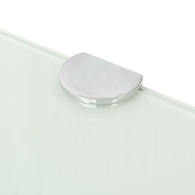 vidaXL Ъглов рафт от бяло стъкло с държачи в цвят хром, 35x35 см