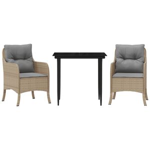 vidaXL Градински комплект с възглавници, 5 части, бежов полиратан