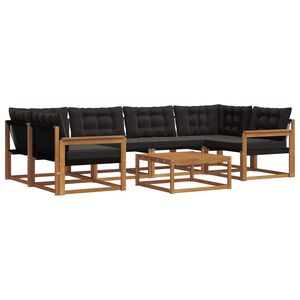vidaXL Комплект дивани за открито 7 pcs Естествено и черно