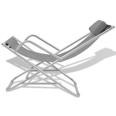 vidaXL Накланящи се къмпинг столове, 2 бр, стомана, сиви