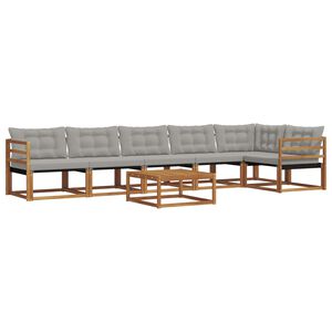 vidaXL Комплект дивани за открито 7 pcs Естествено и светло сиво