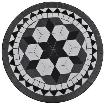 vidaXL Бистро комплект, 3 части, керамични плочки в черно и бяло