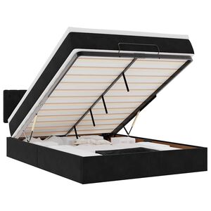 vidaXL Османска легло с матрак и LED, черно, 140x200 см, кадифе
