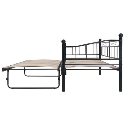 vidaXL Рамка за легло, черна, стомана, 180x200/90x200 см