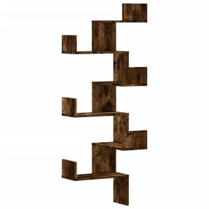 vidaXL Стенен ъглов рафт опушен дъб 45x45x147 см инженерно дърво