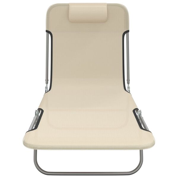 vidaXL Сгъваеми шезлонги 2 бр кремави текстилен и стомана