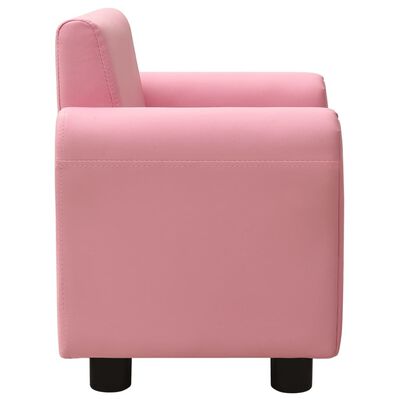 vidaXL Детски диван с табуретка, розов, изкуствена кожа