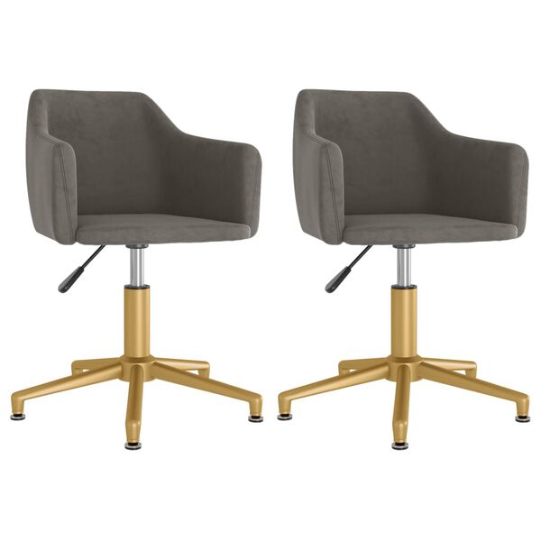 vidaXL Въртящи се трапезни столове, 2 бр, тъмносиви, кадифе