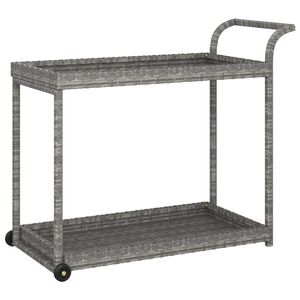 vidaXL Бар количка, сива, 100x45x83 см, полиратан