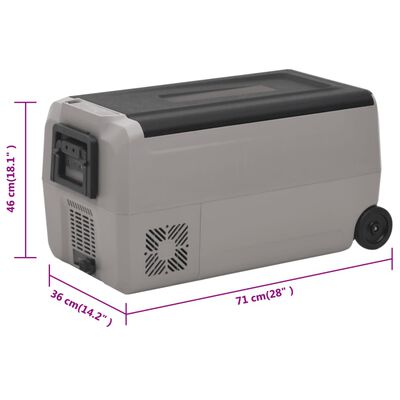 vidaXL Хладилна кутия с колелца и адаптер черно и сиво 50 л PP и PE
