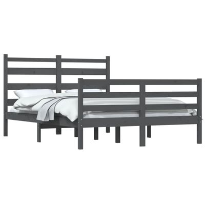 vidaXL Рамка за легло, бор масив, 160х200 см, сива