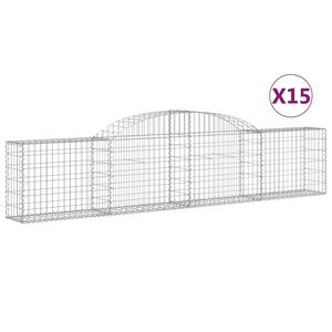 vidaXL Габионни кошници арка 15 бр 300x30x60/80 см поцинковано желязо