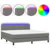 vidaXL Боксспринг легло с матрак и LED, тъмносиво, 180x200 см, плат