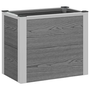 vidaXL Градинска повдигната леха Сиво 50 x 30 x 22 см WPC и алуминий
