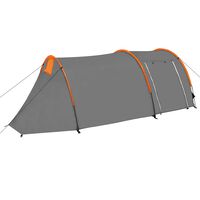 vidaXL Палатка за къмпинг за 4 души, сиво и оранжево