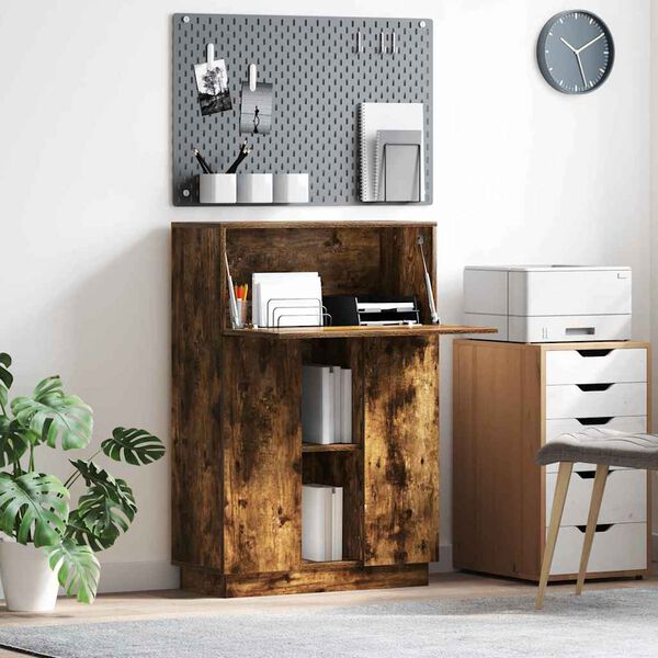 vidaXL Бюро с рафт Димян дъб 71.5 x 31.5 x 106.5 см Инженерно дърво