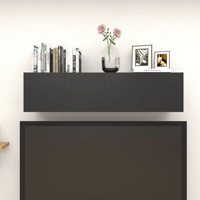 vidaXL ТВ шкафове за стенен монтаж, 4 бр, черен гланц, 30,5x30x30 см