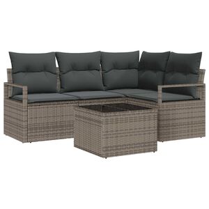 vidaXL Комплект дивани с възглавница 5 pcs Светлосиво полиратан