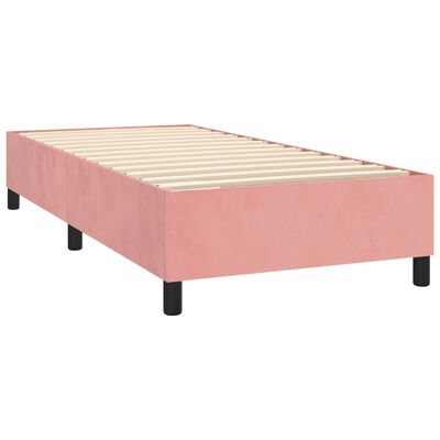 vidaXL Боксспринг легло с матрак и LED, розово, 90x190 см, кадифе