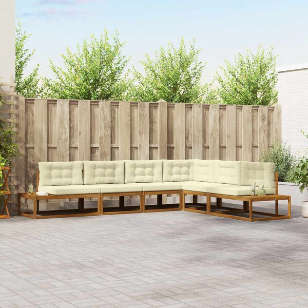 vidaXL Комплект дивани за открито 6 Брой Натурален и Крема